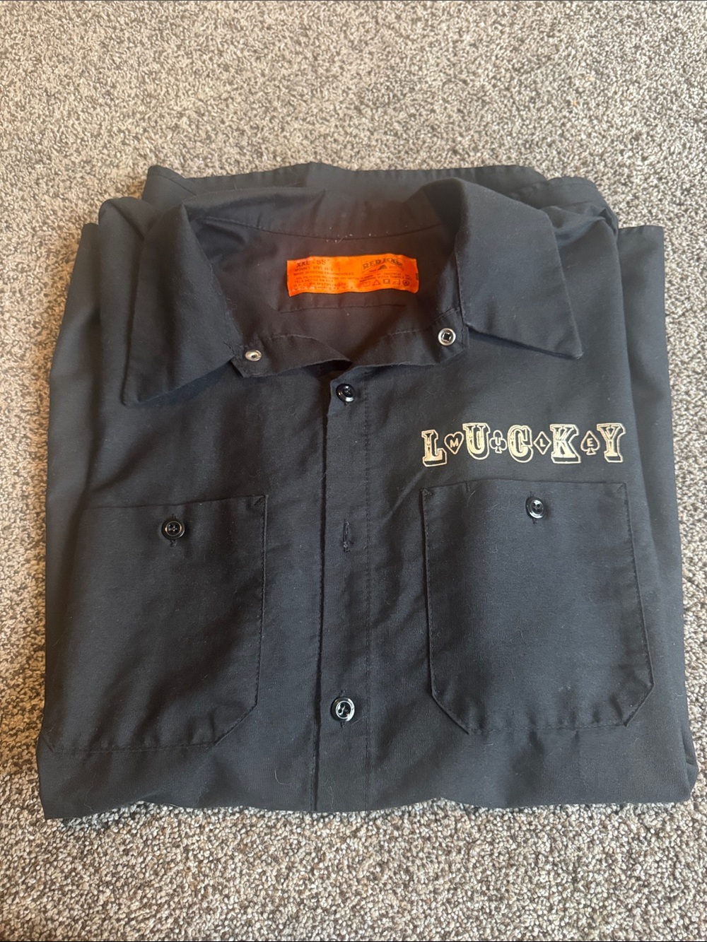 Lucky Mule Brand Black Button-Up Shirt Red Kap shirt -2XL
